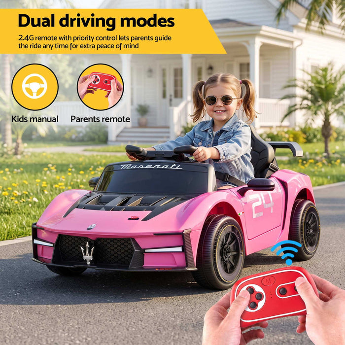Maserati MCXtrema Officially Licensed Kids Ride On Car with Remote Control Miami Pink