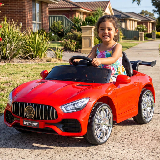 Mercedes Benz Inspired Kids Ride On Car with Remote Control | Candy Apple Red
