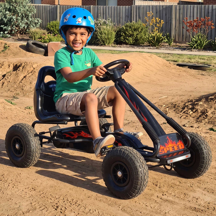 Mighty Racer Kids Pedal Powered Go Kart Black
