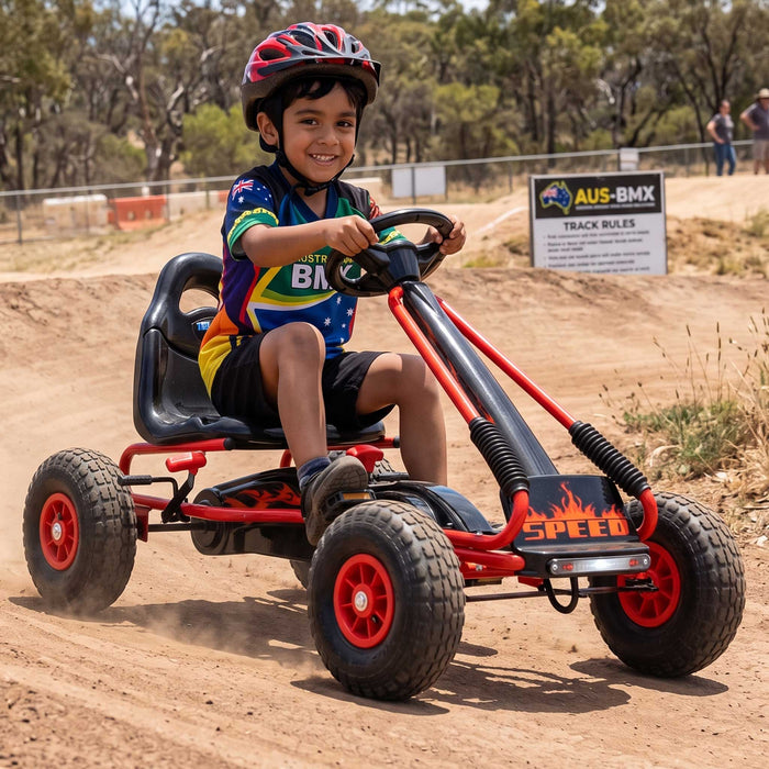Mighty Racer Kids Pedal Powered Go Kart | Lava Red
