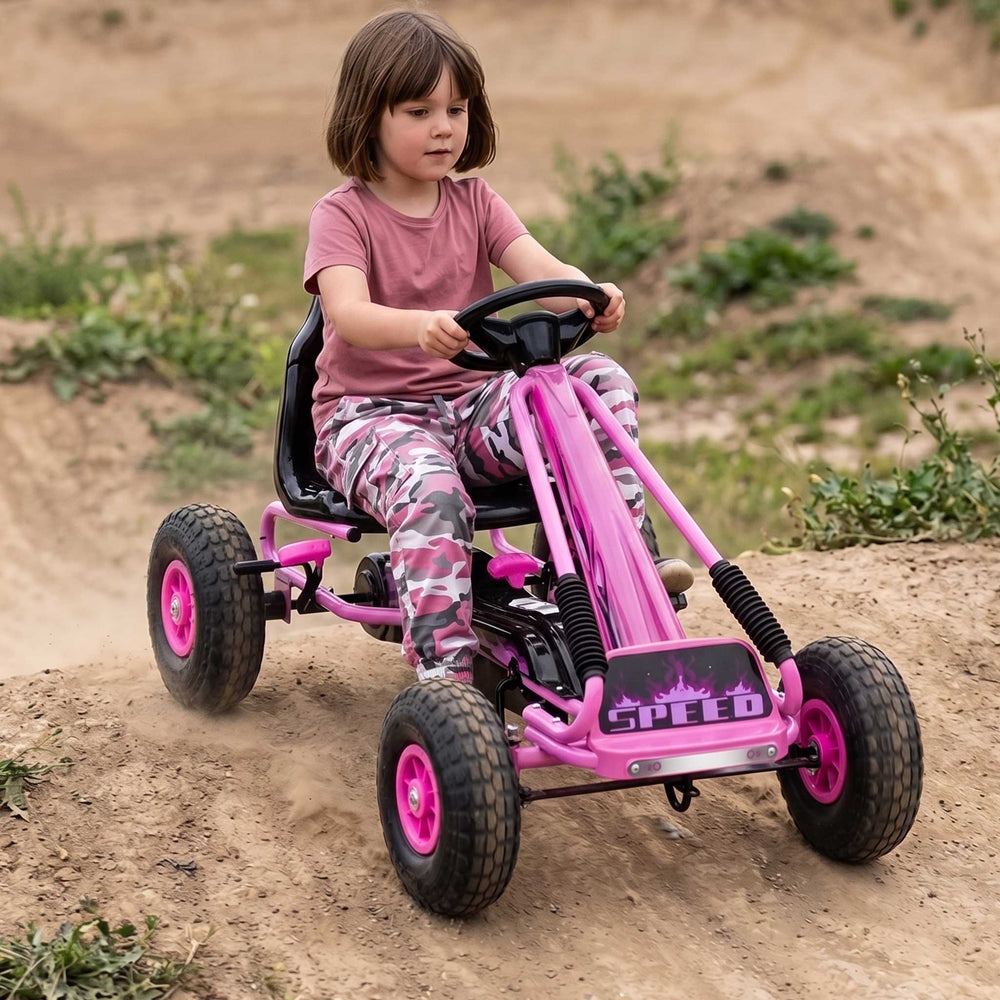 Mighty Racer Kids Pedal Powered Go Kart | Power Pink