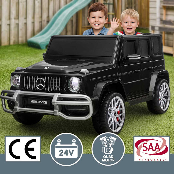 OVERSIZE 24V Twin (Two) Seater Officially Licensed Mercedes Benz AMG G63 Kids Ride On Car with Remote Control Cosmos Black