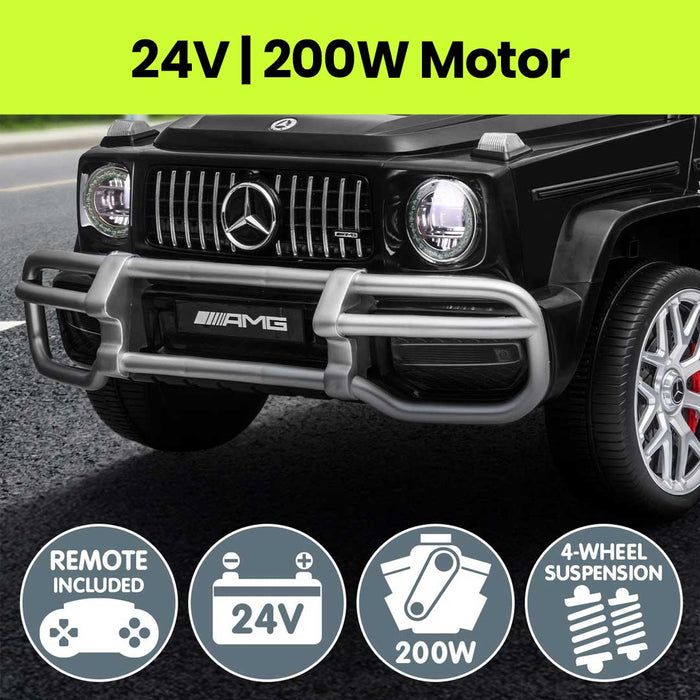 OVERSIZE 24V Twin (Two) Seater Officially Licensed Mercedes Benz AMG G63 Kids Ride On Car with Remote Control Cosmos Black