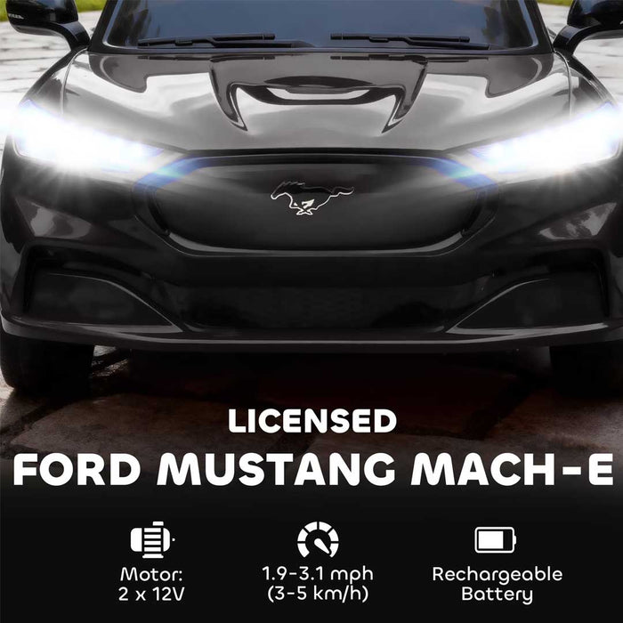 Officially Licensed Ford Mustang Mach-E Kids Ride On Car with Remote Control Shadow Black