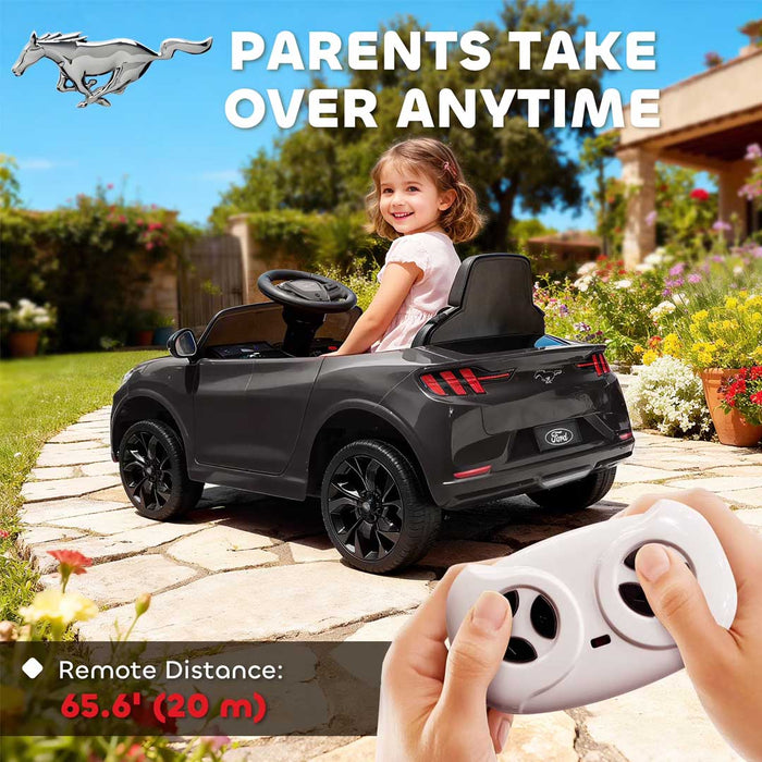 Officially Licensed Ford Mustang Mach-E Kids Ride On Car with Remote Control Shadow Black