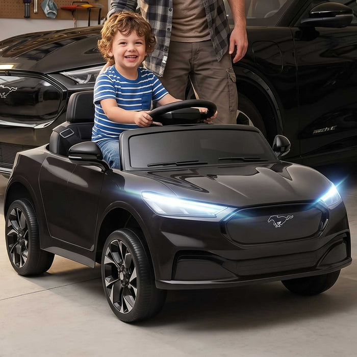 Officially Licensed Ford Mustang Mach-E Kids Ride On Car with Remote Control Shadow Black