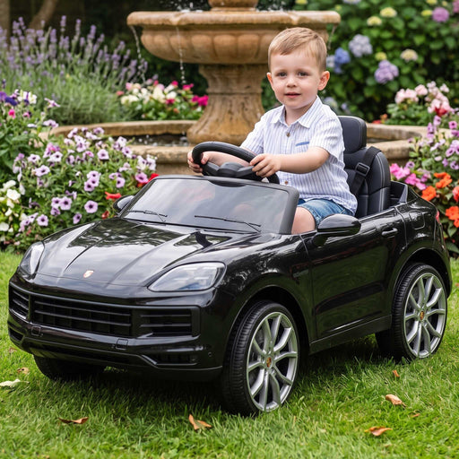 Officially Licensed Porsche Cayenne E Hybrid Coupe Kids Ride On SUV with Remote Control Midnight Black