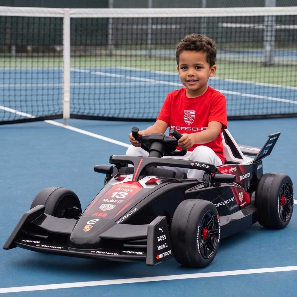 Officially Licensed Porsche Formula E Kids Ride On Car with Remote Control_Basalt Black