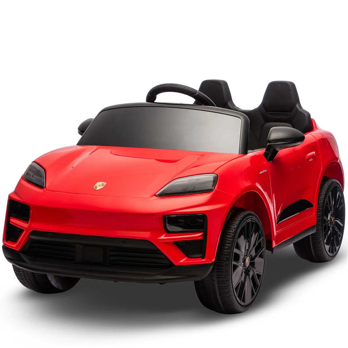 Officially Licensed Porsche Macan Turbo EV Kids Ride On SUV with Remote Control Guards Red