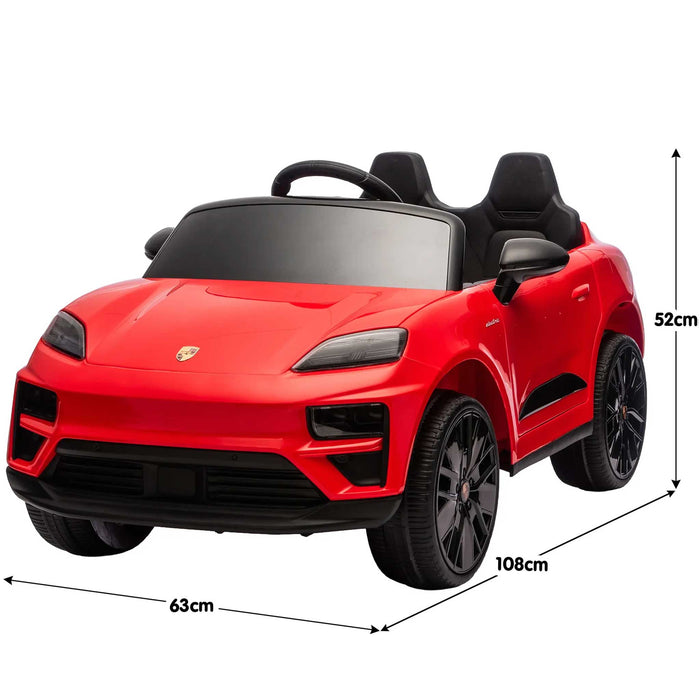Officially Licensed Porsche Macan Turbo EV Kids Ride On SUV with Remote Control Guards Red