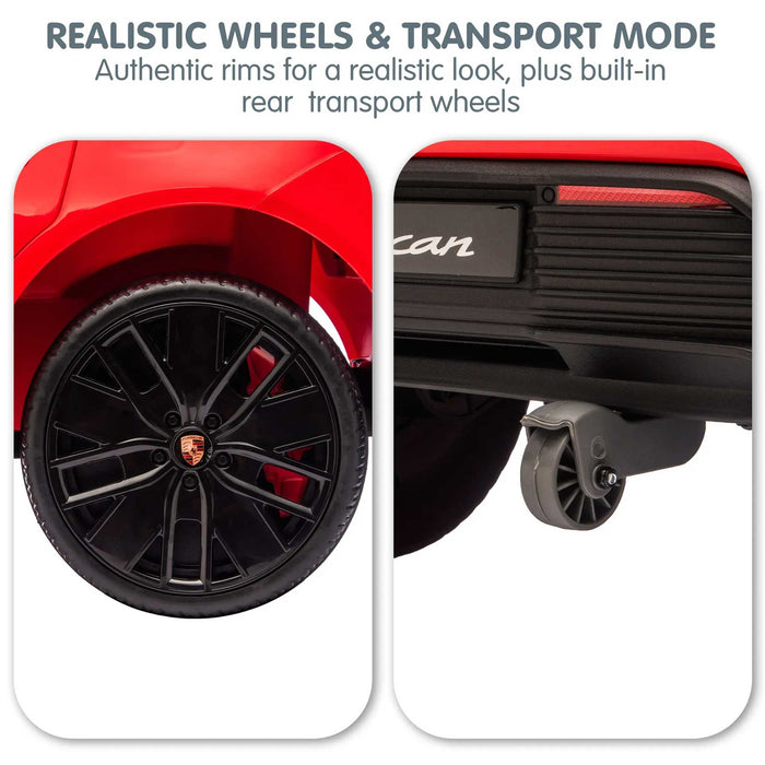 Officially Licensed Porsche Macan Turbo EV Kids Ride On SUV with Remote Control Guards Red