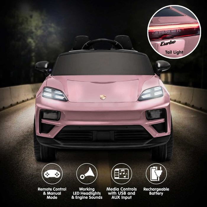 Officially Licensed Porsche Macan Turbo EV Kids Ride On SUV with Remote Control Icy Pink