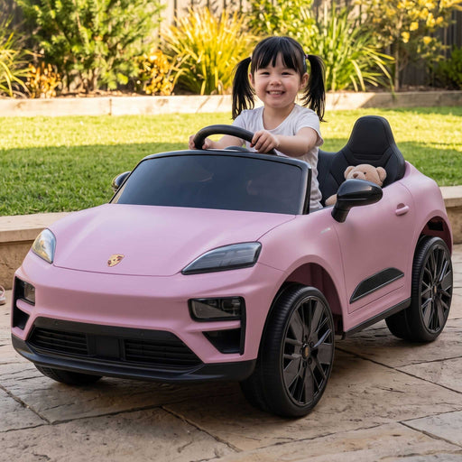 Officially Licensed Porsche Macan Turbo EV Kids Ride On SUV with Remote Control Icy Pink