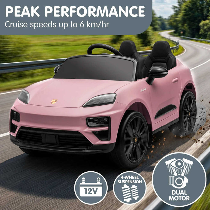 Officially Licensed Porsche Macan Turbo EV Kids Ride On SUV with Remote Control Icy Pink