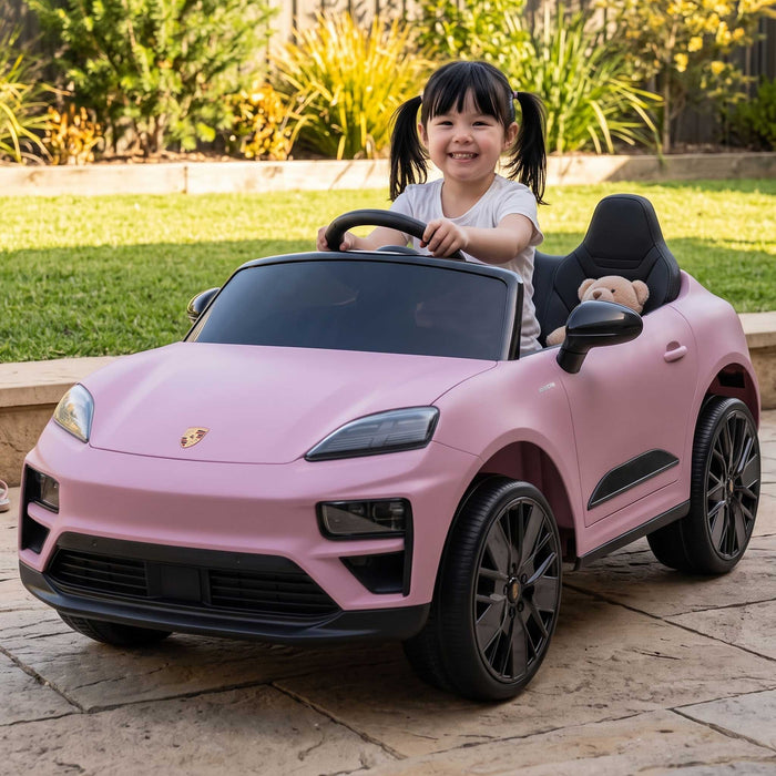Officially Licensed Porsche Macan Turbo EV Kids Ride On SUV with Remote Control Icy Pink
