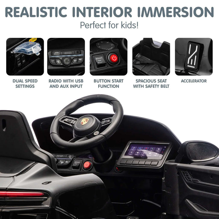 Officially Licensed Porsche Macan Turbo EV Kids Ride On SUV with Remote Control Jet Black