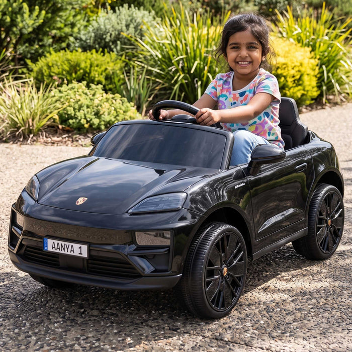 Officially Licensed Porsche Macan Turbo EV Kids Ride On SUV with Remote Control Jet Black