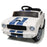 Officially Licensed Shelby Ford GT350 Kids Ride On Car with Remote Control White with Blue Cobra Stripes
