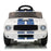 Officially Licensed Shelby Ford GT350 Kids Ride On Car with Remote Control White with Blue Cobra Stripes