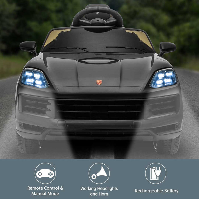 Officially Licensed Porsche Cayenne E Hybrid Coupe Kids Ride On SUV with Remote Control Midnight Black