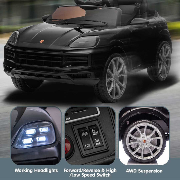 Officially Licensed Porsche Cayenne E Hybrid Coupe Kids Ride On SUV with Remote Control Midnight Black