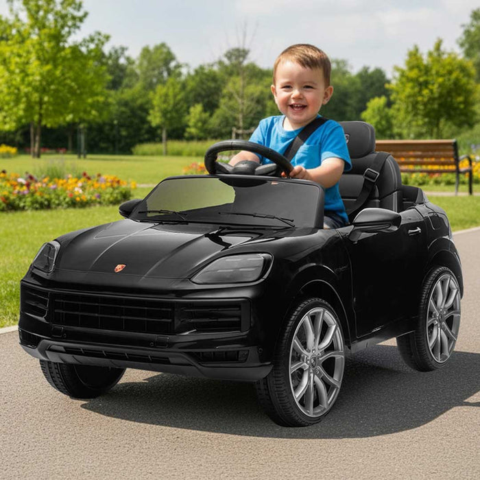 Officially Licensed Porsche Cayenne E Hybrid Coupe Kids Ride On SUV with Remote Control Midnight Black