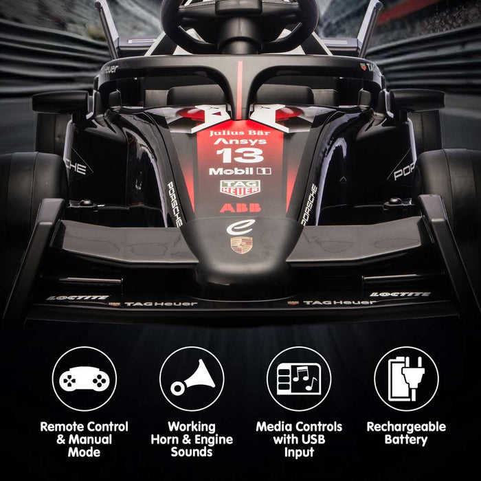 Officially Licensed Porsche Formula E Kids Ride On Car with Remote Control_Basalt Black