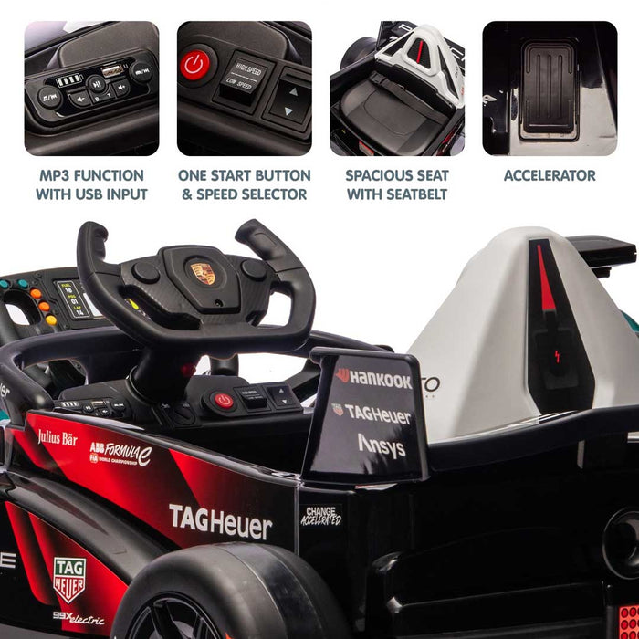 Officially Licensed Porsche Formula E Kids Ride On Car with Remote Control_Basalt Black