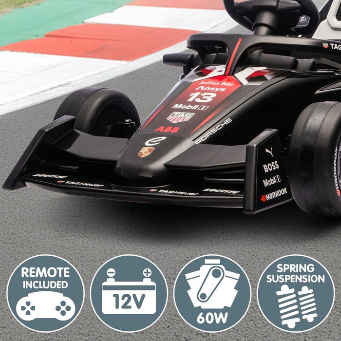 Officially Licensed Porsche Formula E Kids Ride On Car with Remote Control_Basalt Black