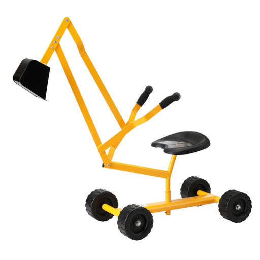 Construction Inspired Kids Ride On Metal Sand Digger Backyard Sandpit Toy with Wheels | Yellow