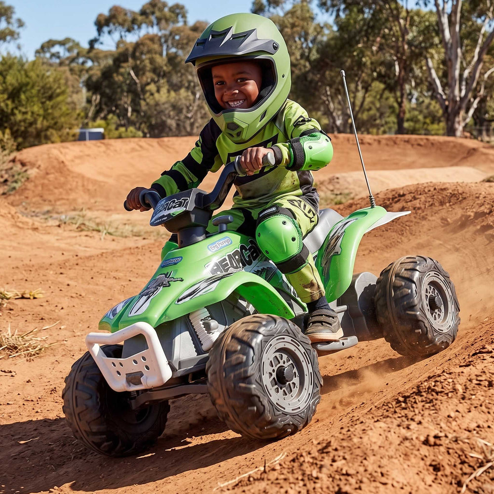 Peg Perego Bearcat Kids Ride On Quad Motorcycle | Forest Green