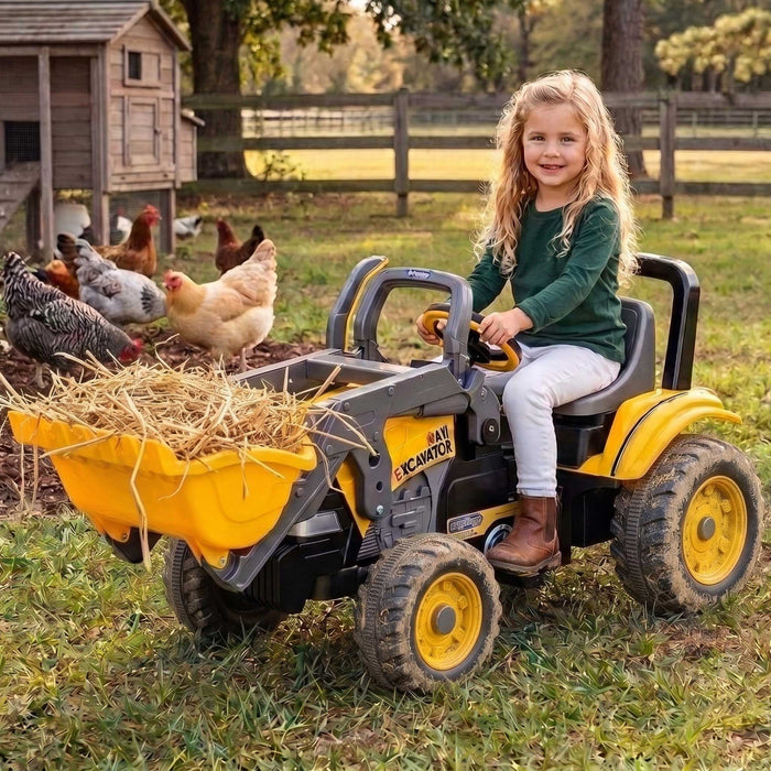 Peg Perego Maxi Construction Excavator Digger Pedal Powered Kids Ride-On Yellow