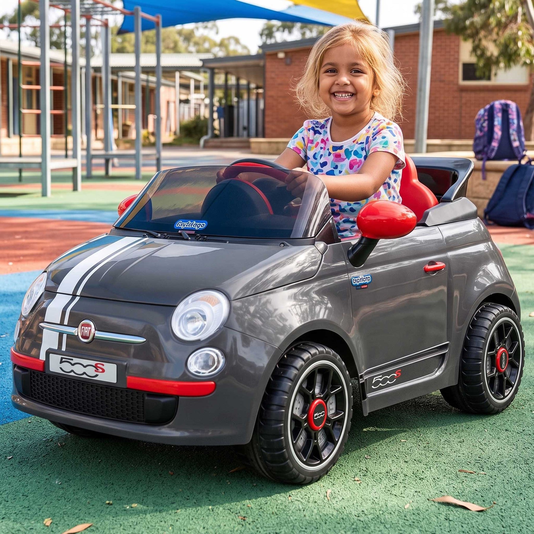 Peg Perego Officially Licensed Fiat 500 S Kids Ride On Car | Grey (Lim