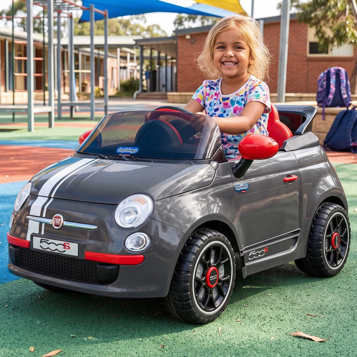 Peg Perego Officially Licensed Fiat 500 S Kids Ride On Car | Grey (Limited Edition)