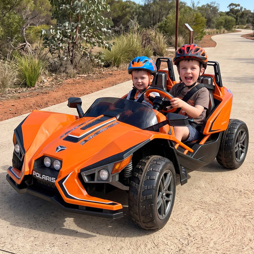 Peg Perego Officially Licensed Polaris Slingshot Two Seater Kids Ride On Car | Orange/Black