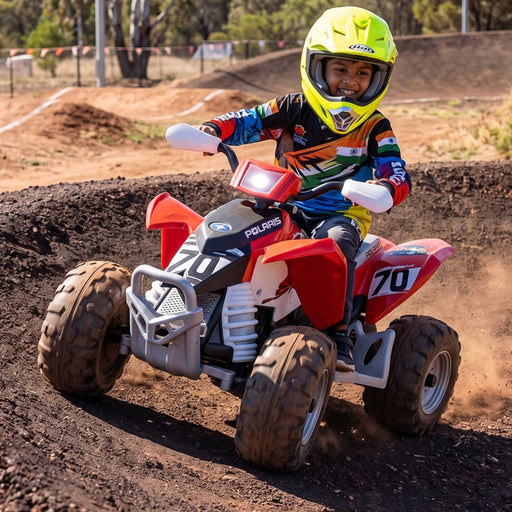 Peg Perego Outlaw Kids Ride On Quad Motorcycle Red and White