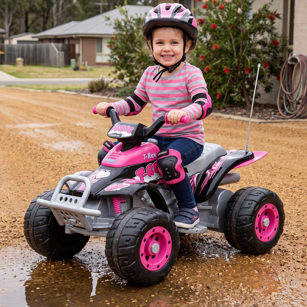 Peg Perego T-Rex Kids Ride On Quad Motorcycle | Pink