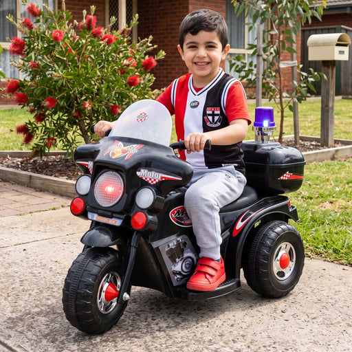 Police Inspired Kids Ride On Motorcycle | Black (Limited Edition)