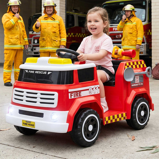 Premium 12V Fire Engine Kids Ride On Car Firetruck with Water Cannon | Fire Engine Red