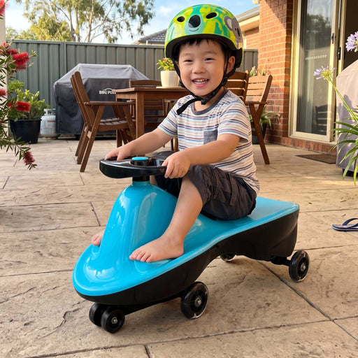 Premium Kids Ride On Swing Car | Sky Blue