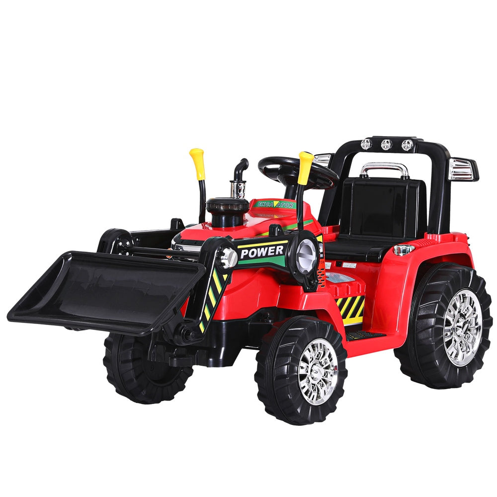 Construction Bulldozer Digger Inspired Kids Ride On Electric Car with Remote Control | Red