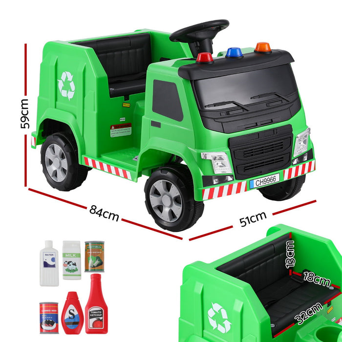 Recycling Garbage Truck Inspired Kids Ride On Car Truck with Pretend Trash & Remote Control | Garbo Green