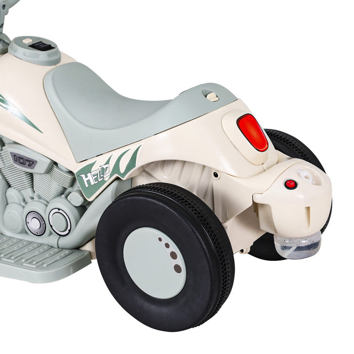 Kids Ride On Motorbike Motorcycle with Working Bubble Exhaust | Bones White & Green