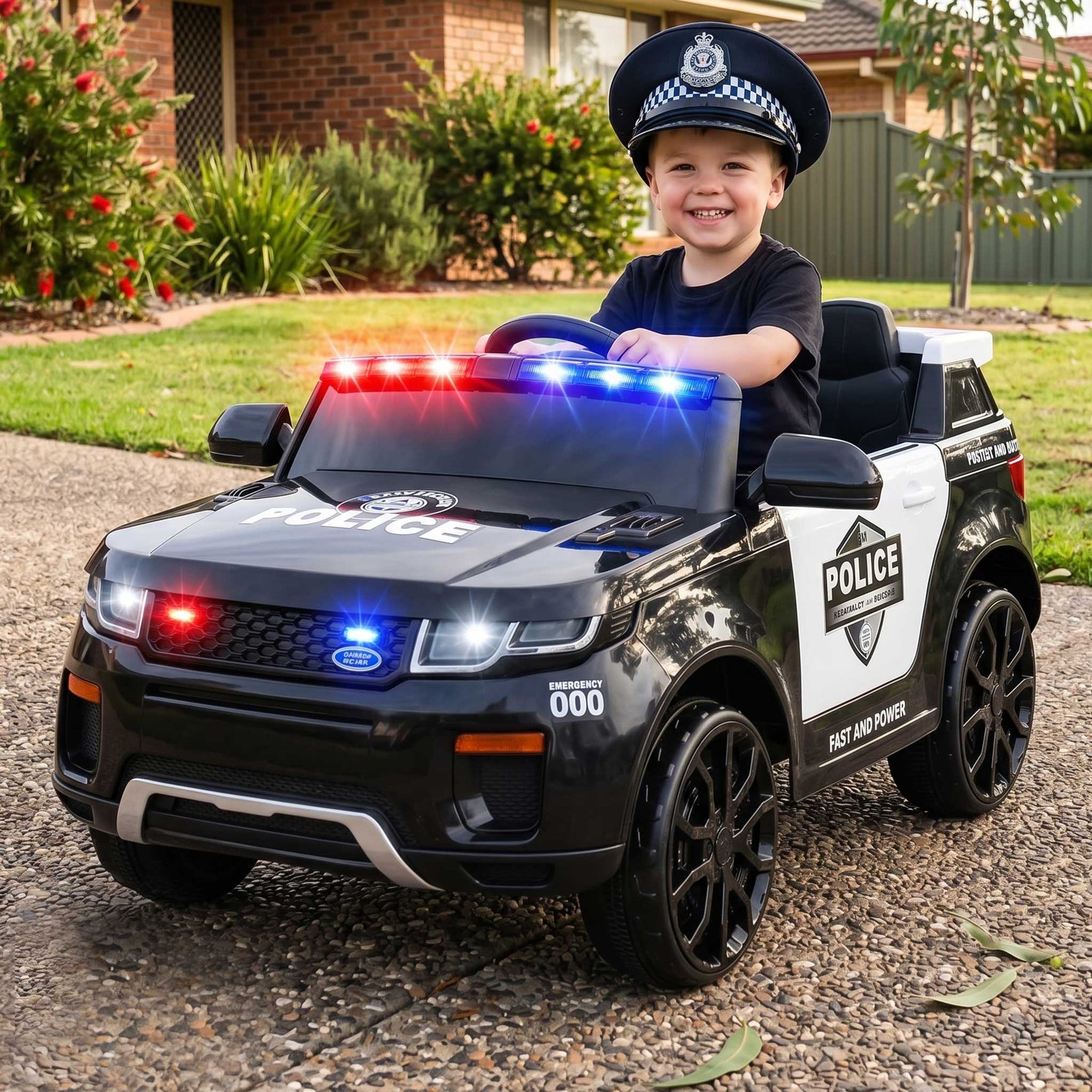 Range Rover Police Inspired Kids Ride On Car with Remote Control | Bla ...
