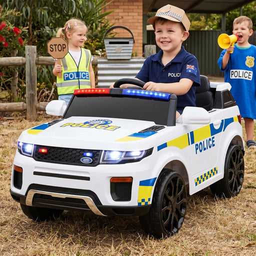 Range Rover Europol Police Inspired Kids Ride On Car with Remote Control | White