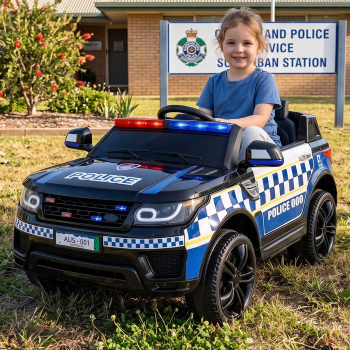 Range Rover Police Inspired Kids Ride On Car with Remote Control | Black