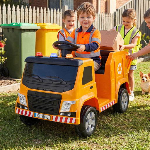 Recycling Garbage Truck Inspired Kids Ride On Car Truck with Pretend Trash & Remote Control | Trashy Amber