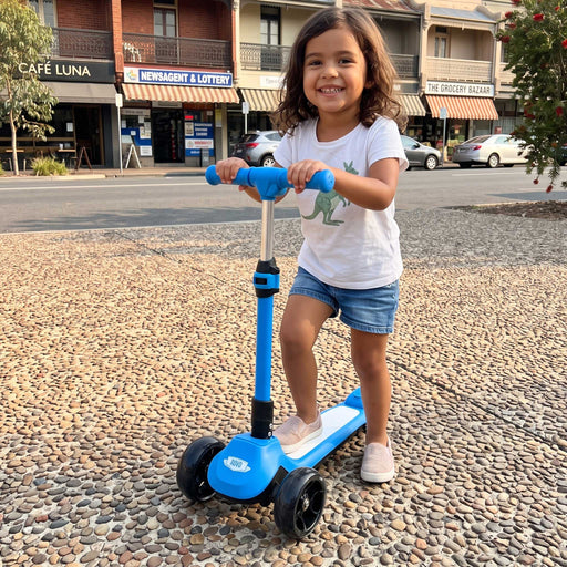 Rovo Junior 3 Wheel Electric Folding Scooter with Adjustable Heights | Sky Blue