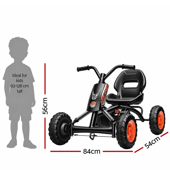 Speed Racer Kids Adjustable Pedal Powered Go Kart Black