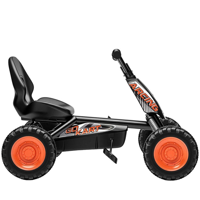 Speed Racer Kids Adjustable Pedal Powered Go Kart Black